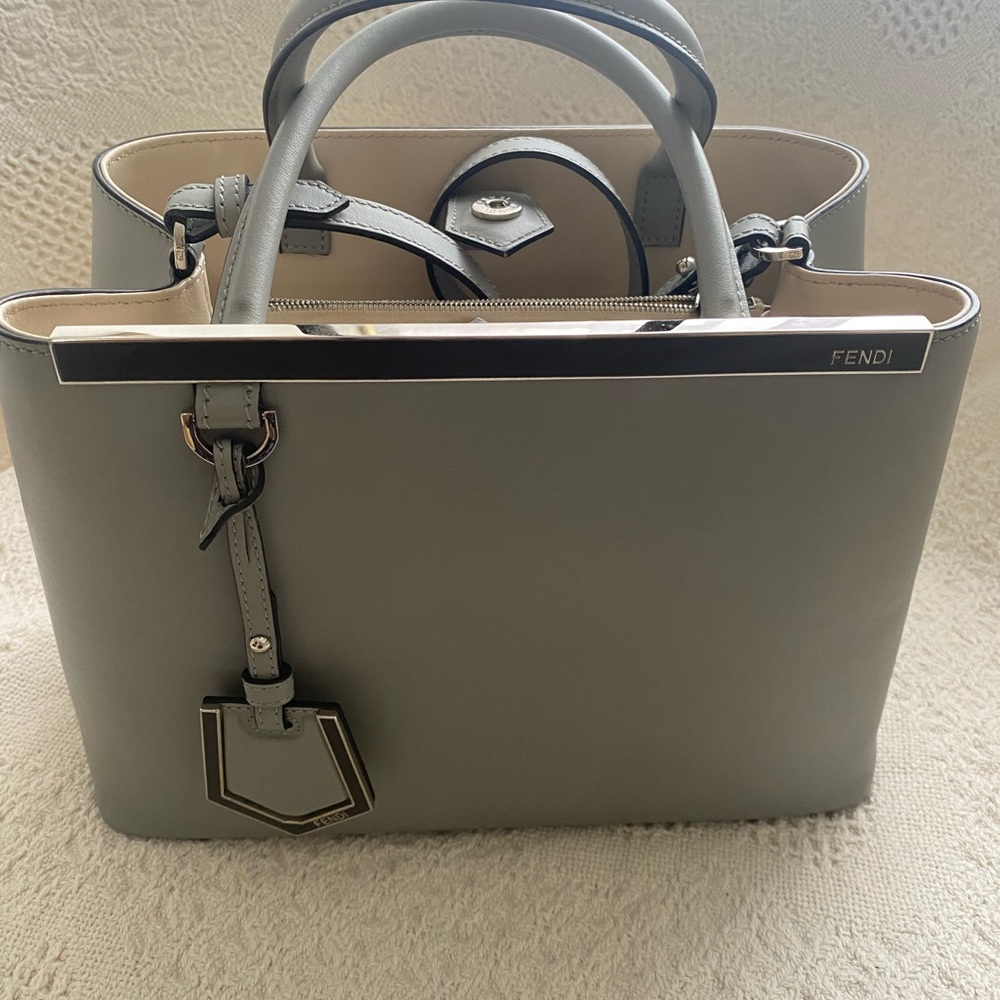 ✅💯Authentic Fendi TouJour Gray Crossbody top handle with Modern Elegance